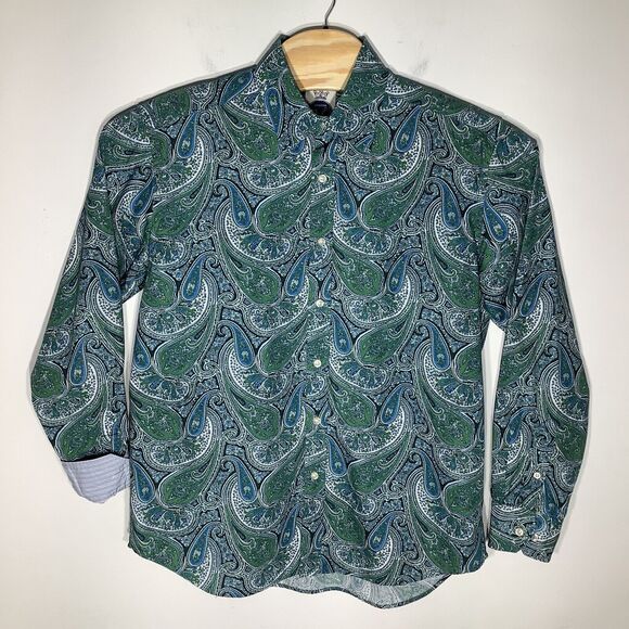 R&G London New York Mens Long Sleeve Button Up Shirt Paisley Size Large - Picture 2 of 6